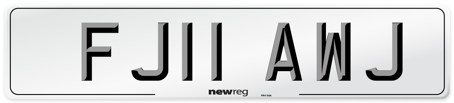 FJ11 AWJ Number Plate from New Reg